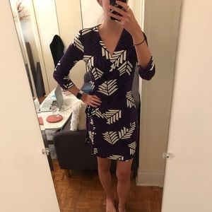 MOVING SALE DVF Purple Geometric Wrap Dress